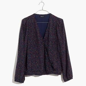 Madewell Lyric Wrap Top in Sugar Dot